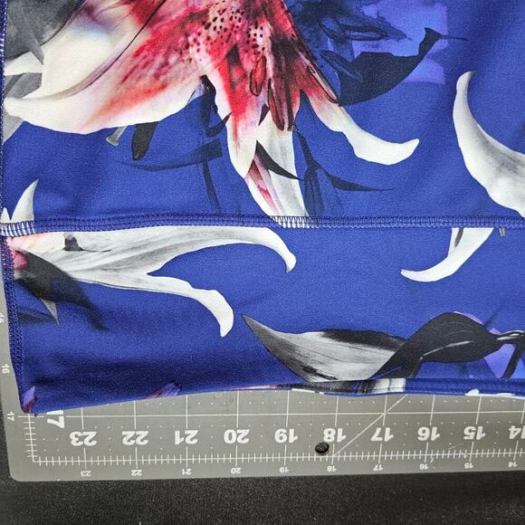 Fabletics PureLuxe Leggings Womens 3X Blue Floral High-Rise Athletic Gym Yoga - Picture 7 of 9
